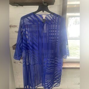 NWT Chico's (W) Cobalt Travellers 3/4 Sleeve Open Front Long Jacket Sz 3 (14/16)